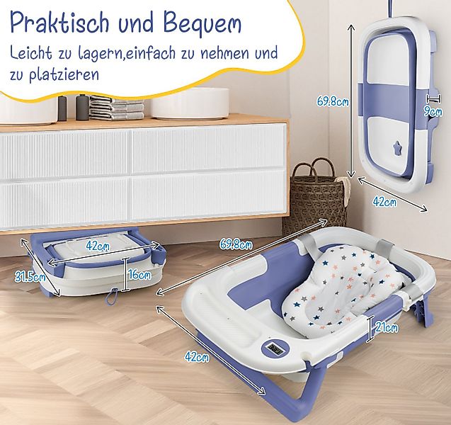 ElitVita Babybadewanne Faltbare Baby Bathtub, mit Babypflege-Set Stützkisse günstig online kaufen