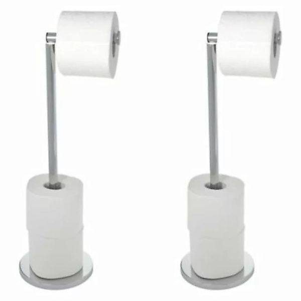 WENKO Stand Toilettenpapierhalter 2 in 1 Edelstahl Glänzend, 2er Set silber günstig online kaufen