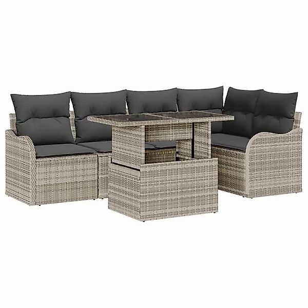 vidaXL Gartensofa-set mit Kissen 6-Tlg Hellgrau Poly-Rattan 3357205 günstig online kaufen