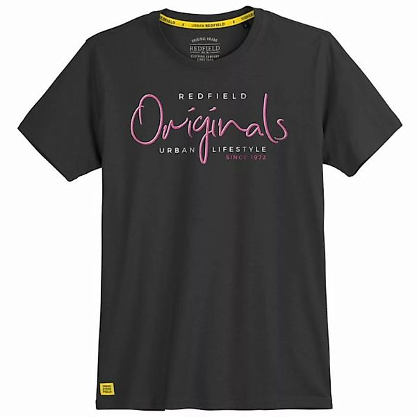 redfield Rundhalsshirt Große Größen Herren T-Shirt schwarz Schrift-Brustpri günstig online kaufen