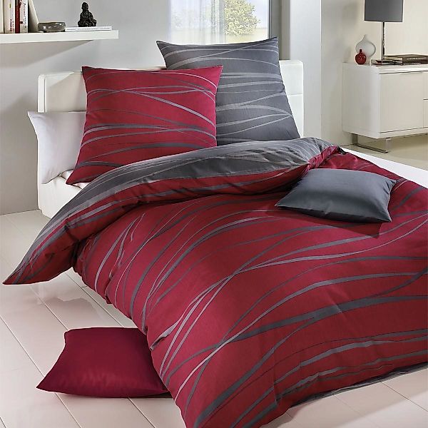 TRAUMSCHLAF Bettwäsche Bibermotion redgraphit, Biber, 2 günstig online kaufen