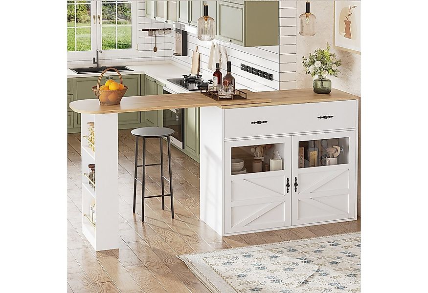 Flieks Bartisch 360° drehbar Stehtisch mit Kommode (Länge 138-204 cm, 1-St. günstig online kaufen