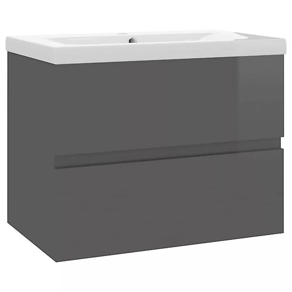 Waschbeckenunterschrank Einbaubecken Hochglanz-grau Spanplatte günstig online kaufen