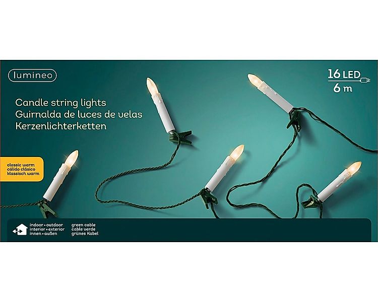 Lumineo LED-Lichterkette Lumineo Kerzen-Lichterkette 16 LED 6 m klassisch w günstig online kaufen