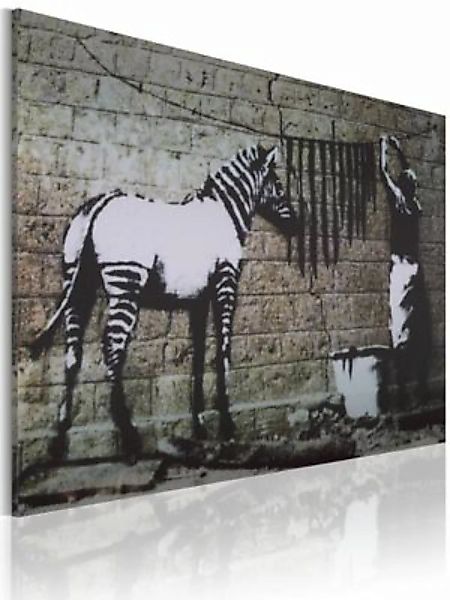 artgeist Wandbild Zebra waschen (Banksy) schwarz/grau Gr. 60 x 40 günstig online kaufen
