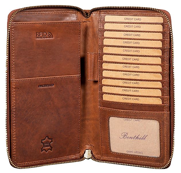 Benthill Brieftasche Echt Leder Reisebrieftasche Dokumententasche günstig online kaufen