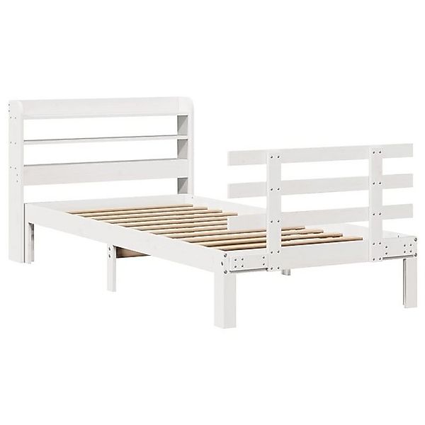vidaXL Bett Bettgestell mit Kopfteil ohne Matratze Weiß 75x190 cm günstig online kaufen