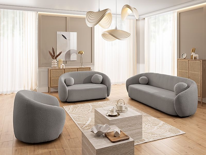 S-Style Möbel Polstergarnitur 3+2+1 Roundi, Bouclé, günstig online kaufen