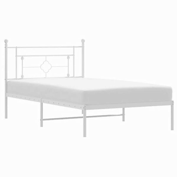 vidaXL Bettgestell, Bettrahmen mit Kopfteil Metall Weiß 107x203 cm günstig online kaufen