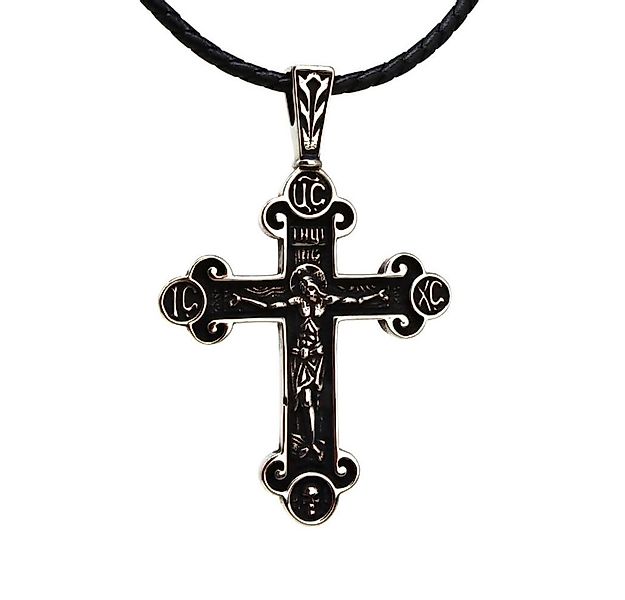 DALMARO Kette mit Anhänger Lederkette Edelstahlkette 316L KATHOLISCH KREUZ, günstig online kaufen