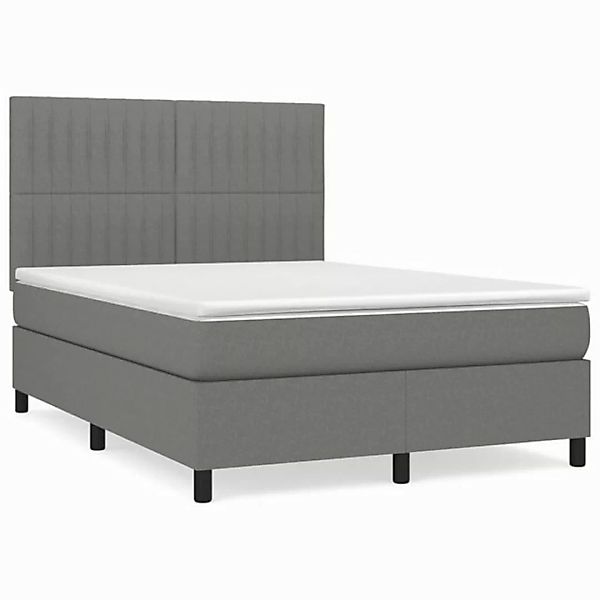 furnicato Bett Boxspringbett mit Matratze Dunkelgrau 140x200 cm Stoff (1-tl günstig online kaufen