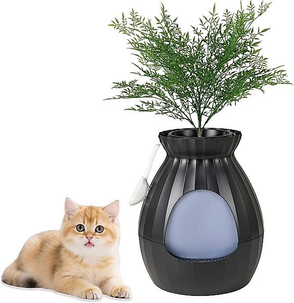 KOMFOTTEU Katzentoilette, Katzenklo mit Kunstpflanze für Katzen, 50x50x59cm günstig online kaufen