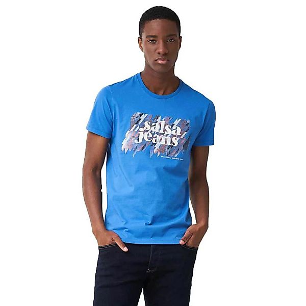 Salsa Jeans Kurzarm-t-shirt Mit Print-branding L Blue günstig online kaufen