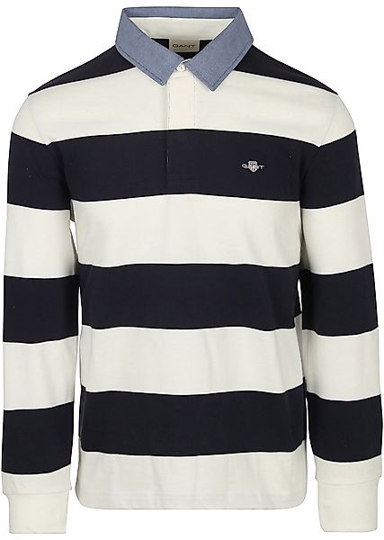 Gant Heavy Rugger Shield Poloshirt Streifen Navy Weiß - Größe L günstig online kaufen
