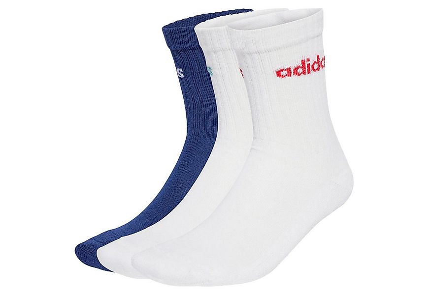 adidas Performance Sportsocken Linear Crew Cushioned (Baumwolle) weiss/blau günstig online kaufen