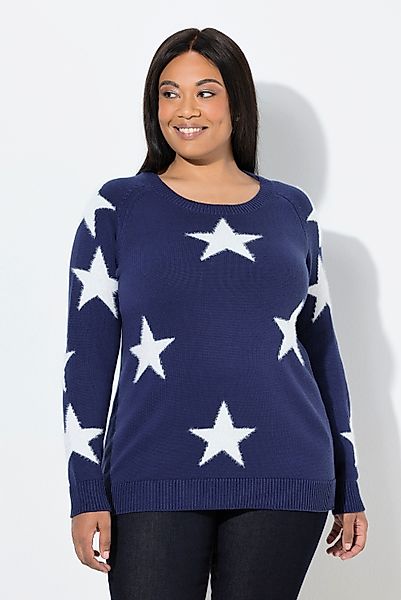 Ulla Popken Strickpullover Pullover Glitzersterne Rundhals günstig online kaufen