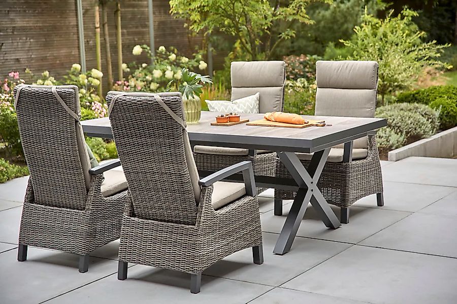 Siena Garden Garten-Essgruppe "Corido" 4 Sessel: 76x62x109 cm, Tisch Sincro günstig online kaufen