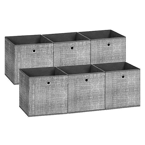Songmics Aufbewahrungsbox-Set 30 x 30 x 30 cm Grau 6-teilig günstig online kaufen