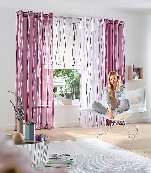 my home Gardine »Dimona«, (2 St.), 2er-Set, transparent, Voile, Polyester günstig online kaufen