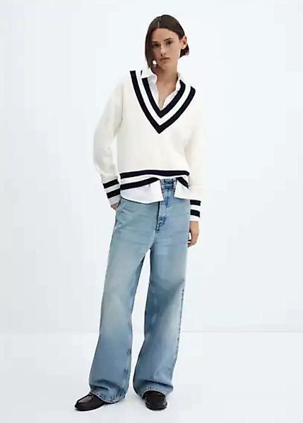 Pullover mit kontrastierendem V-Ausschnitt günstig online kaufen