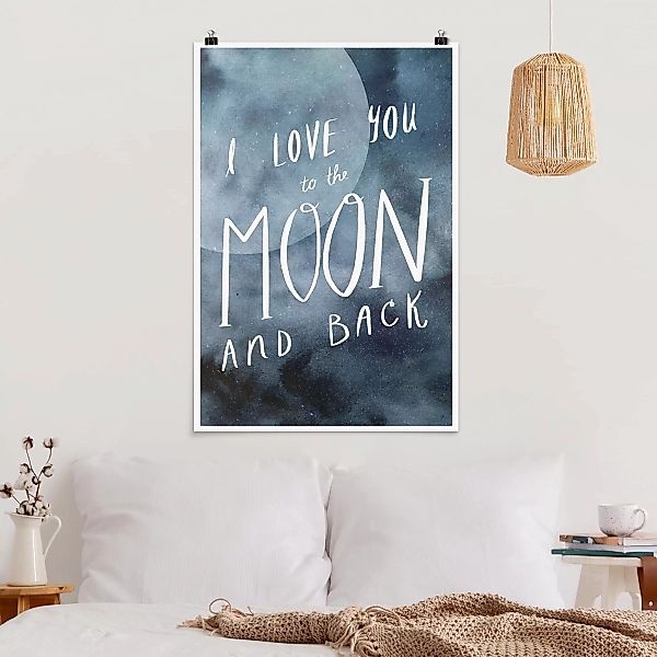 Poster Spruch - Hochformat Himmlische Liebe - Mond günstig online kaufen