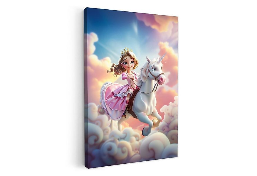 OneMillionCanvasses® Leinwandbild Prinzessin - Einhorn - Mädchen - Wolken, günstig online kaufen