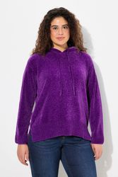 Ulla Popken Wollpullover Chenille-Hoodie Kapuze Kordel günstig online kaufen