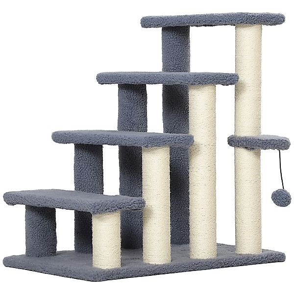 PawHut Katzentreppe mit 4 Ebenen, Katzentreppe mit weichem Flanell bezogen, günstig online kaufen