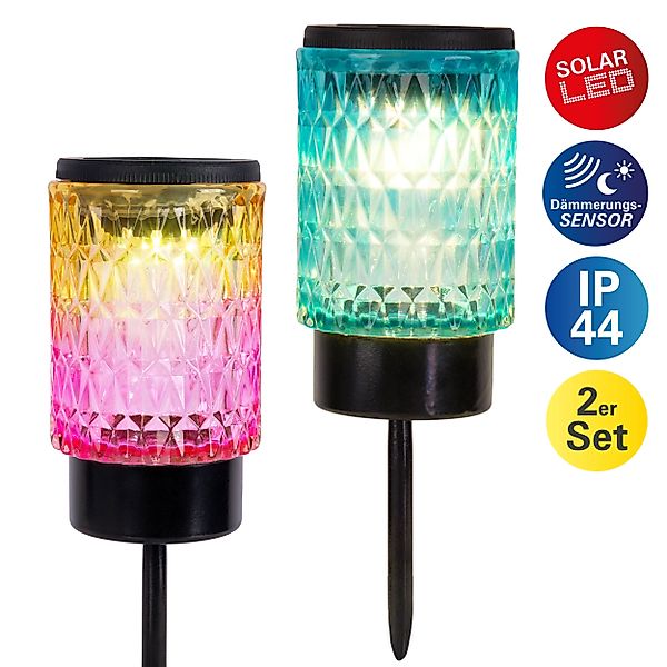 näve LED Solarleuchte "Mila" LED-Modul 2 Stk. Warmweiß 2er Set Dekoerdspieß günstig online kaufen