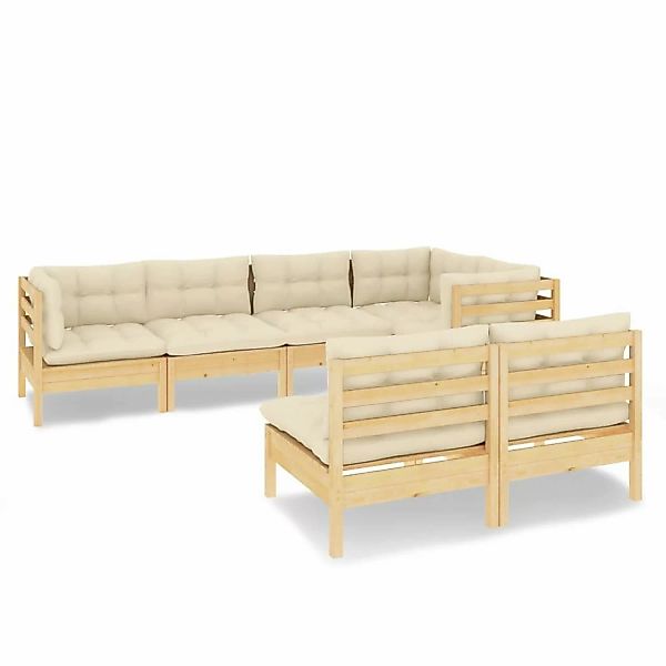 vidaXL 7-tlg Garten-Lounge-Set mit Creme Kissen Massivholz Kiefer Modell 6 günstig online kaufen