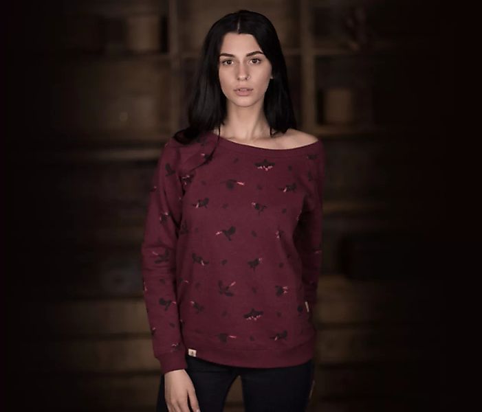 Bidges&Sons "Firebirds" Ladies Lowcut Sweater, Burgundy Heather günstig online kaufen