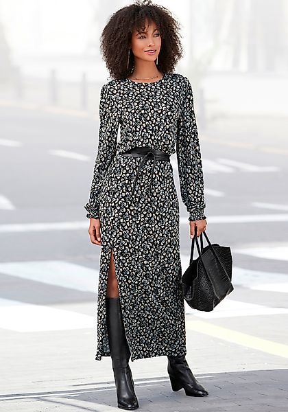 LASCANA Midikleid mit Blümchendruck und Beinschlitz, günstig online kaufen