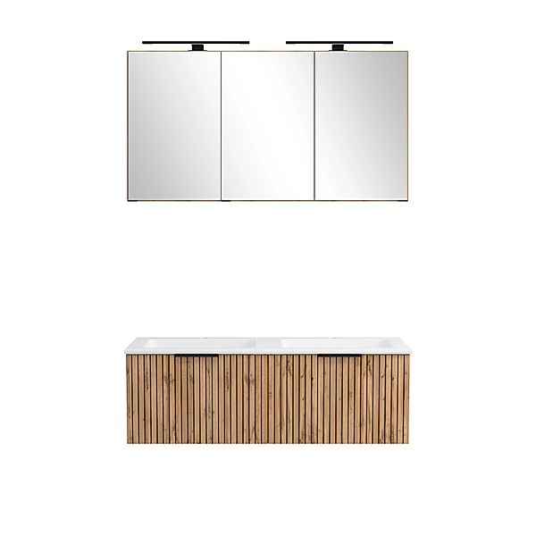 Held Möbel Waschtisch-Set Becken Weiß 200 x 120 x 47 cm Wildeiche 2-tlg. günstig online kaufen