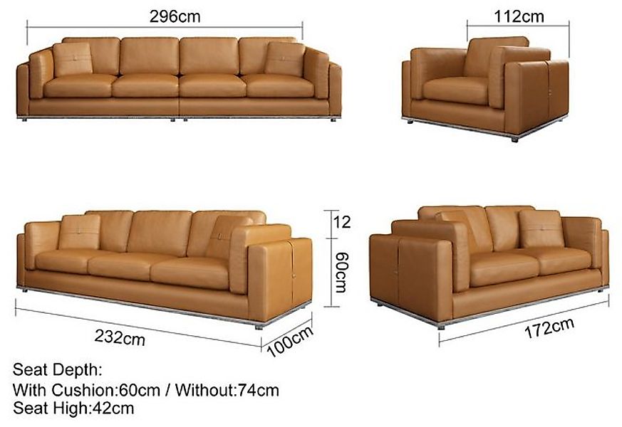 Xlmoebel Sofa Leder-Sitzgruppe 3-2-1 Sitzer Set Polstergarnitur Sofagarnitu günstig online kaufen