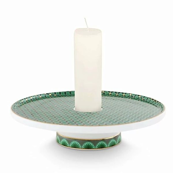 PIP STUDIO Kyoto Festival Cross Stitch Kerzenhalter grün 14 cm (grün) günstig online kaufen