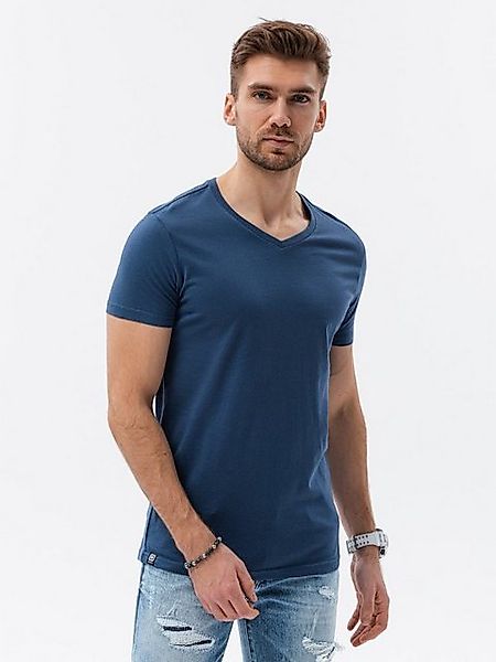 OMBRE T-Shirt Herren-T-Shirt BASIC mit V-Ausschnitt - dunkelblau V13 S1369 günstig online kaufen