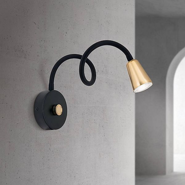 Wandleuchte Dotty, messingfarben, Flexarm, Dimmer, GU10 günstig online kaufen