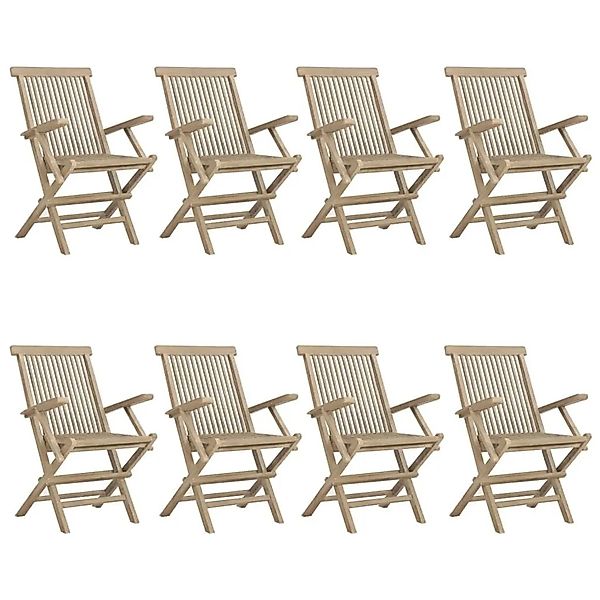vidaXL Gartenstühle 8 Stk Klappbar Grau 56x61x89 cm Massivholz Teak 3155072 günstig online kaufen