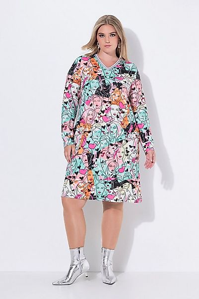 MIAMODA Jerseykleid Sweatkleid A-Linie Alloverpint Langarm günstig online kaufen