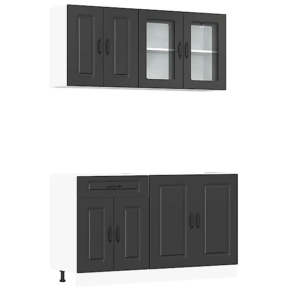 vidaXL 4-Tlg Küchenschrank-Set Kalmar Schwarz Holzwerkstoff 3314852 günstig online kaufen