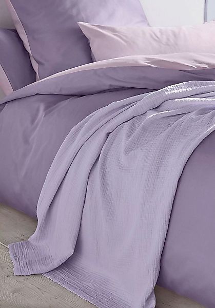 hessnatur Musselin Decke aus Bio-Baumwolle - lila - Größe 130x180 cm günstig online kaufen