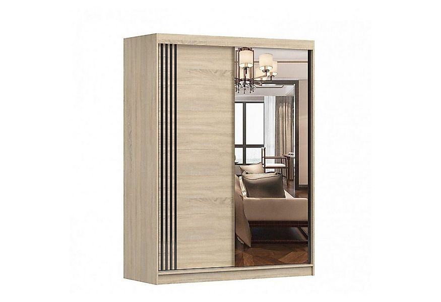 MOEBLO Kleiderschrank LARA 07 (mit Spiegel Schwebetürenschrank 2-türig Schr günstig online kaufen