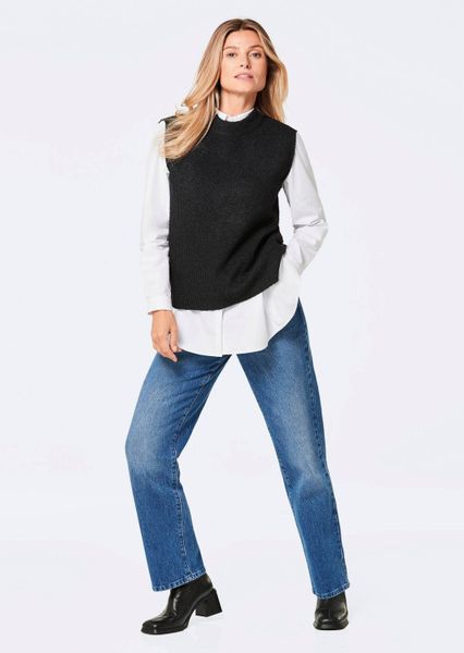 GOLDNER Strickpullover Edler Rippstrick Pullunder, Stehkragen günstig online kaufen