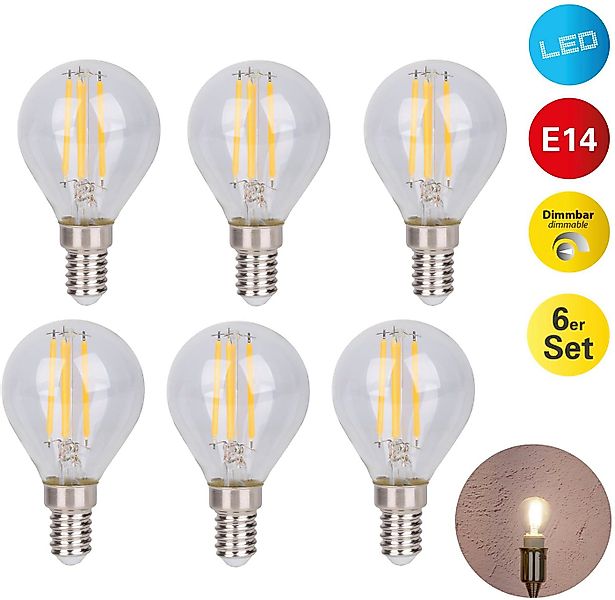 näve LED-Leuchtmittel Daffy, E14, 6 St., Warmweiß, 6er Set, dimmbar, 2700 K günstig online kaufen
