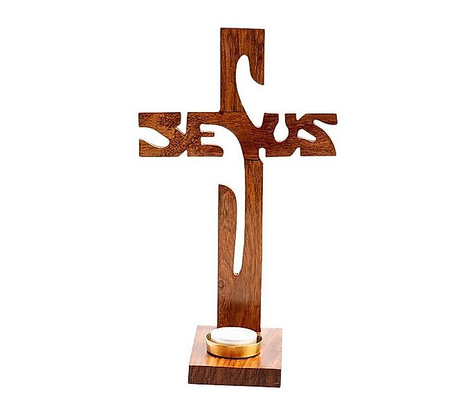 NKlaus Kerzenständer Standkreuz Jesus Höhe 29cm Stehkreuz aus Holz Lack günstig online kaufen