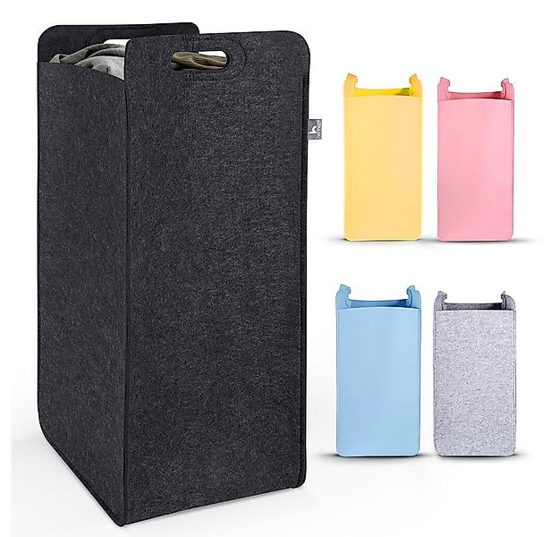 HENNEZ Wäschekorb "Katy" aus Filz schmal und zusammenklappbar,  80l, Wäsche günstig online kaufen