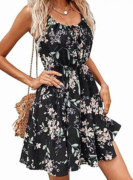 FIDDY Blusenkleid Damen Sommerkleid Schulterfrei Kleid Sommer Blumenkleid günstig online kaufen