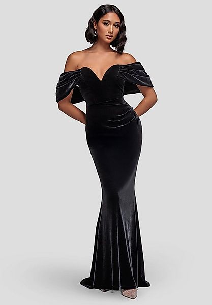 Goddiva Maxikleid Off The Shoulder Deep Plunge Velvet Maxi Dress Langes Kle günstig online kaufen