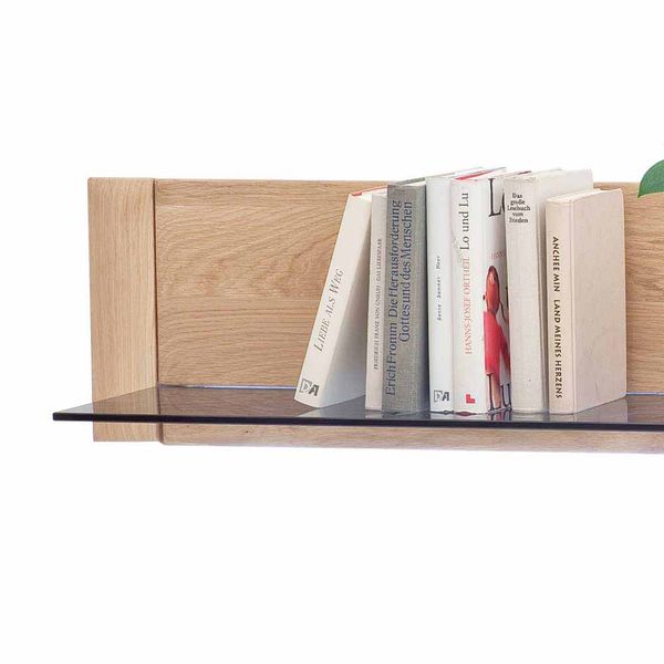 Wandregal mit Glasboden Eiche Bianco günstig online kaufen