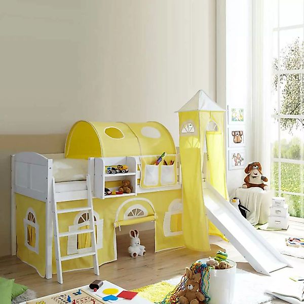 Kinderhochbett in Weiß Gelb Gelb-Weiß günstig online kaufen